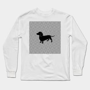 Dachshund Doxie Sausage Dog Lover Gift - Scandi Geometric Silhouette Long Sleeve T-Shirt